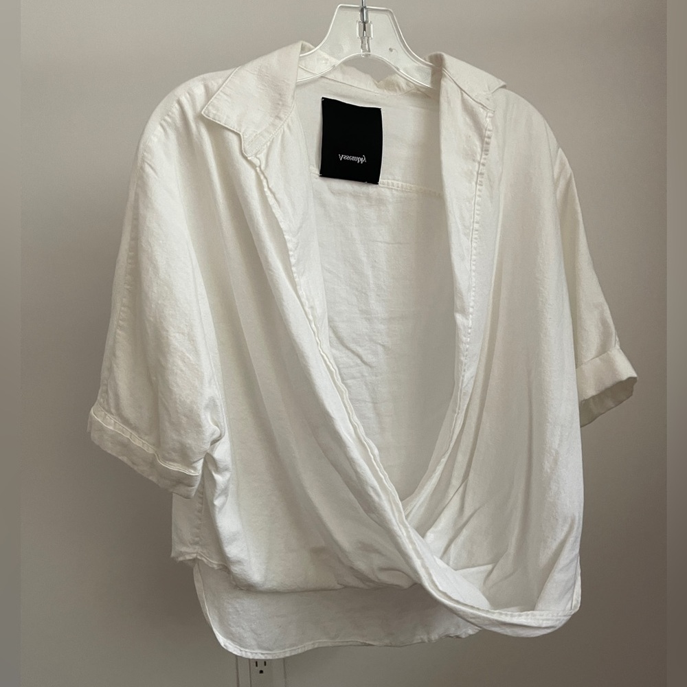 Assembly New York White Sheer short sleeved open front top - Picture 4 of 5